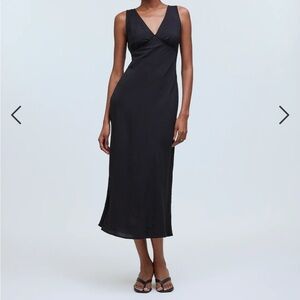 Madewell black v-neck slip dress